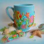 mug with polymer clay decor