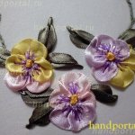 Ribbon embroidery of pansies using photo and video master classes